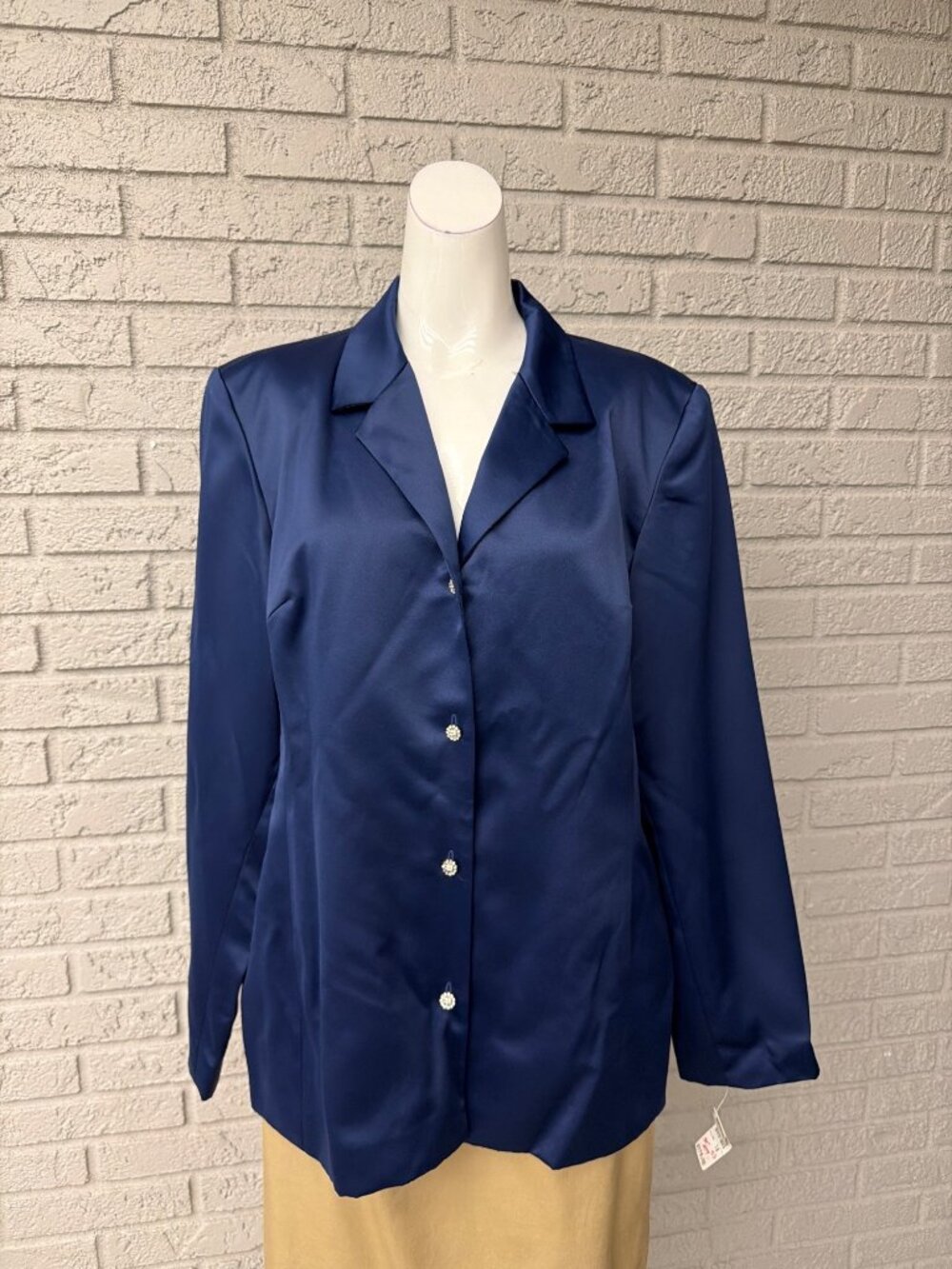 Talbots Navy Blue Satin Long Sleeve Evening Jacket Size 18